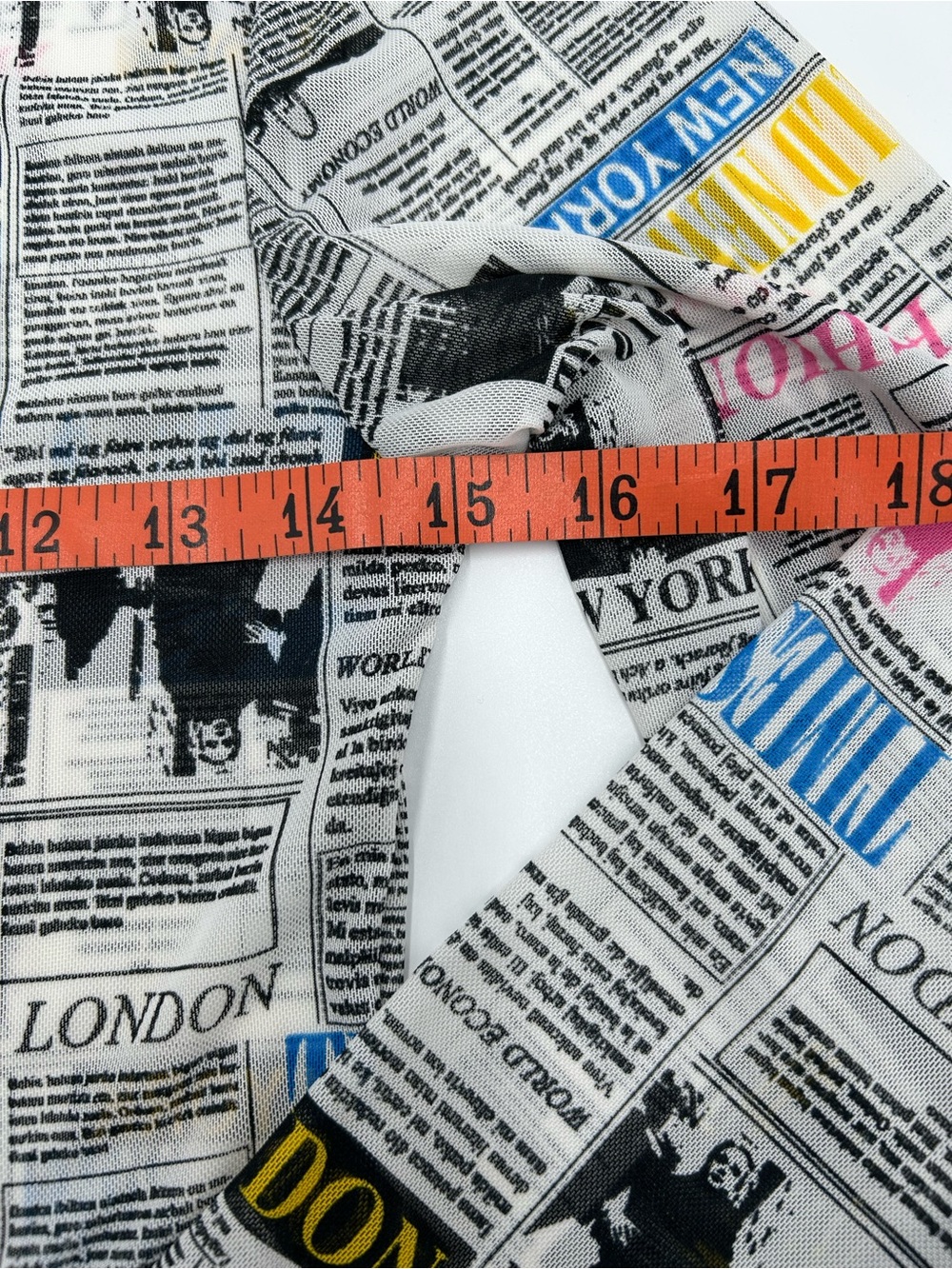 Newspaper Print Long-Sleeve Sheer Women’s Bodysuit M - Picture 5 of 7